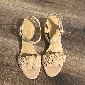 Talbots Suede Flower block heels